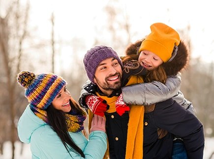 Happy family enjoying winter holiday